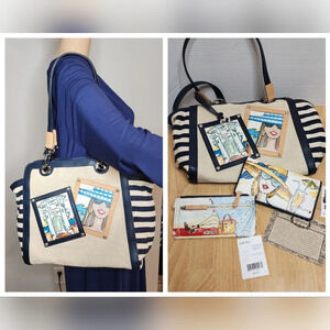 Brighton 3-Piece California Girl Laguna Beach Canvas Nautical Purse Wallets.